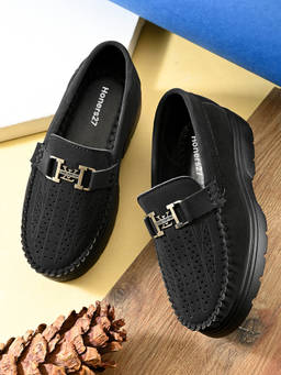 Honers27 - Black Slip-On Casual Loafers