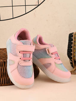 Honers27 - Glitter Detailing Sparkle Pink Velcro Sneakers
