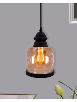Homesake - Cylinder Pendant Light Amber Glass Light