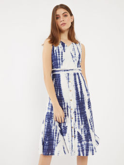 Zink London - Womens Blue Printed Dress
