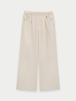 Pomelo - High Waist Wide Leg Pants - Ivory