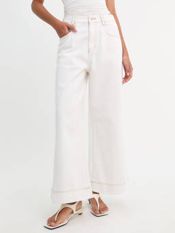 Pomelo - High Rise Wide Leg Jeans - White