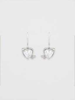 Pomelo - Heart & Butterfly Charm Earring - Silver/White
