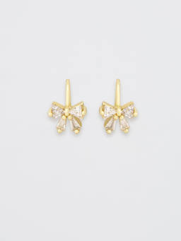 Pomelo - Crystal Bow Hoop Earrings - Gold