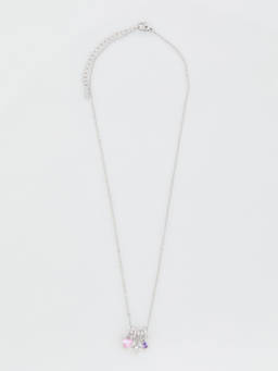Pomelo - Crystal Embellished Heart Charm Necklace - Silver