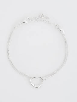 Pomelo - Double Chain Heart Charm Bracelet - Silver