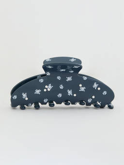 Pomelo - Floral Hair Claw Clip - Navy Blue