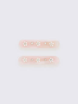 Pomelo - Daisy Embellished Hair Clip Set - Pink