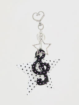 Pomelo - Polka Dot Star & Treble Clef Charm Keyring - Black