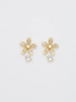 Pomelo - Crystal Daisy Stud Earrings - Gold
