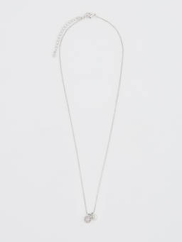 Pomelo - Rhinestone Ball Double Charm Necklace - Silver