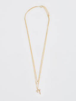 Pomelo - Double Layer Bow Tie Necklace - Gold