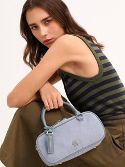 Pomelo - Suede Top Handle Bag - Baby Blue