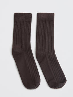 Pomelo - Ribbed Mid-Calf Socks - Brown