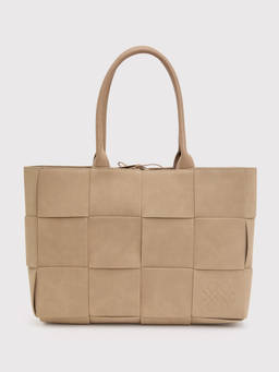 Pomelo - Suede Woven Tote - Beige