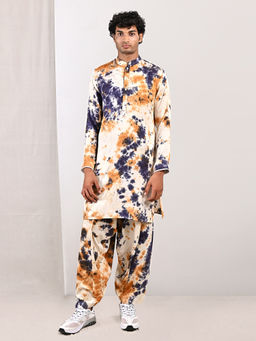 Bohame - Liam Blue And Mustard Kurta (set Of 2)