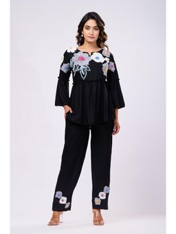 Zolo Label - Cotton Black Hand Work Co-Ord (Set of 2)