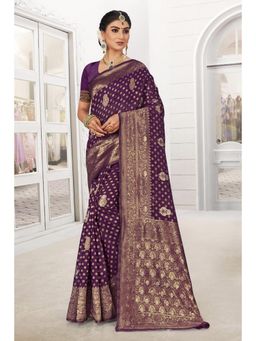 EXCLUSIVA - Purple Banarasi Saree with Unstitched Blouse
