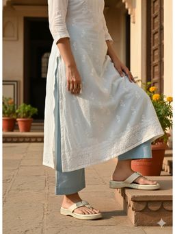 LAZERA SHOES - Lazera Womens Embellished Wedge Beige Sandals