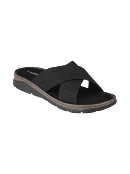 LAZERA SHOES - Womens Comfort Cross Strap Black Sandals