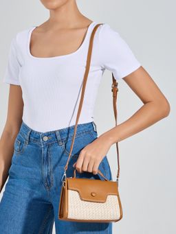 Styli - Women Tan Textured Sling Bag