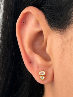 Boldiful - Bitsy 18k Gold Vermeil Plated 5A Cubic Zirconia Helix Studs Earrings