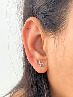 Boldiful - Infinity Sterling Silver 5A Cubic Zirconia Helix studs Earrings