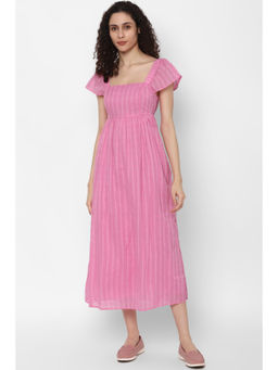 American Eagle - Women Pink Flutter Sleeve Midi Dress