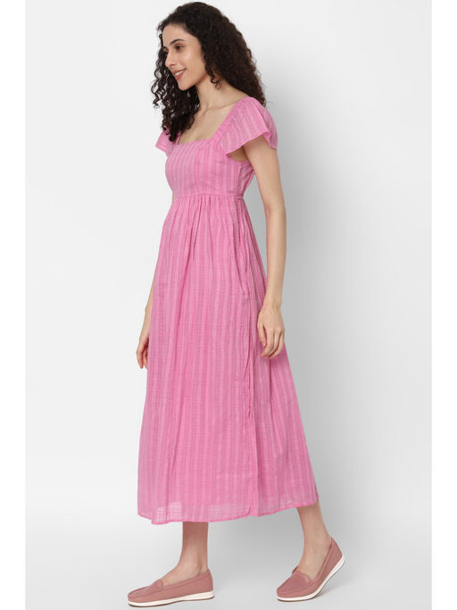 knee length dresses for ladies Pink Midi Dress - Liberty Flutter Sleeve Lace - Size 0 to 12