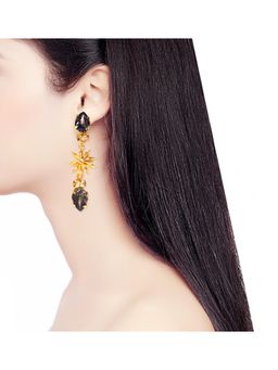 ORNAMAAS - Gold-Plated Smoke Drop Star Anise Black Earrings