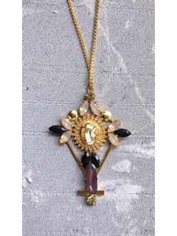 ORNAMAAS - Blush Pink Cross Long Necklace