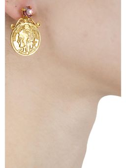 ORNAMAAS - Gold-Plated Pink Coin Ear Stud