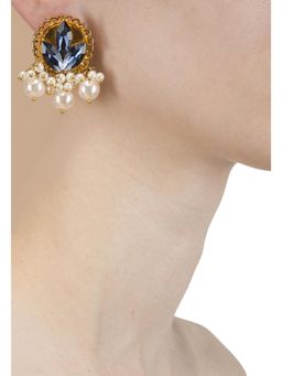 ORNAMAAS - Blue Gold-Plated Montana Pearl Indrani Earrings