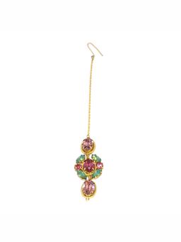 ORNAMAAS - Gold Plated Multicolour Maang Tikka