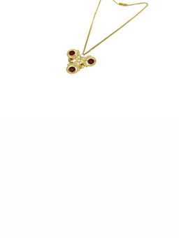 ORNAMAAS - Maroon Plated Fuchsia Rivoli Long Necklace