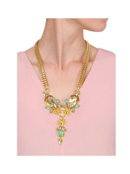 ORNAMAAS - Gold Pacific Opal Topaz Bouquet Necklace