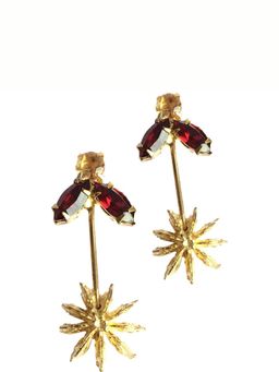 ORNAMAAS - Red Star Anise Flower Earrings