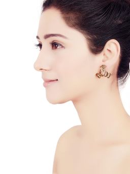 ORNAMAAS - Gold Rectangle Brick Topaz Ear Studs