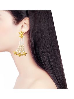ORNAMAAS - Gold-Plated Lotus Marina Pearl Earrings