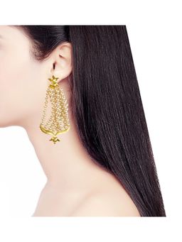 ORNAMAAS - Gold-Plated Lotus Fleur Rani Pearl Earrings