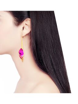 ORNAMAAS - Inflorescence Flower Vinifera Magenta Marquis Hoop Earrings