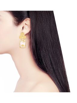 ORNAMAAS - Gold White Opal Vinifera Block Earrings