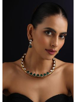 SWABHIMANN - Tareeka Emerald Polka Hasli Necklace Set