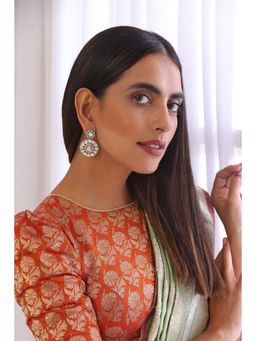 SWABHIMANN - Sakina Silver Polka Dangler Earrings