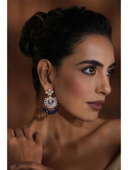 SWABHIMANN - Mahem Blue Polka Chandbali Earrings
