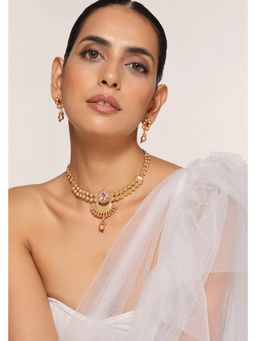 SWABHIMANN - Ikshita Red Temple Necklace Set