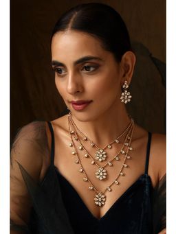 SWABHIMANN - Navya Gold Kundan Layered Necklace Set