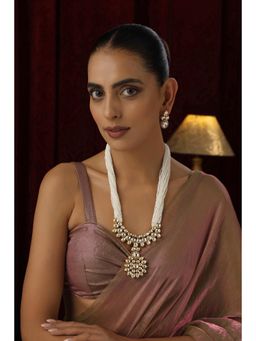 SWABHIMANN - Shubna White Kundan Long Necklace Set