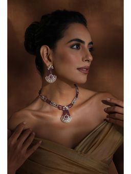 SWABHIMANN - Gitima Lavender Polka Pendant Necklace Set