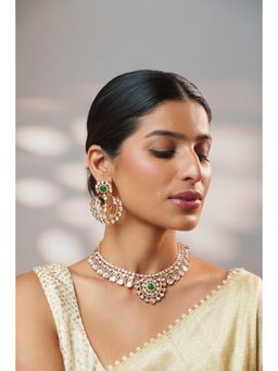 Zevar By Geeta - Pranika Kundan Necklace With Pair Of Earring